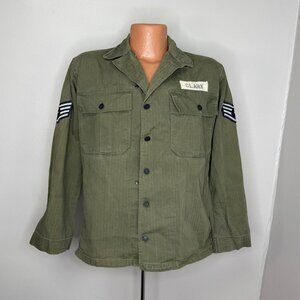 Vintage 1940s/50s US Air Force HBT Military Jacket, 13 Star Buttons, Size S-M